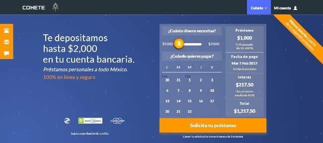 Cohete - Préstamo de hasta $2 000