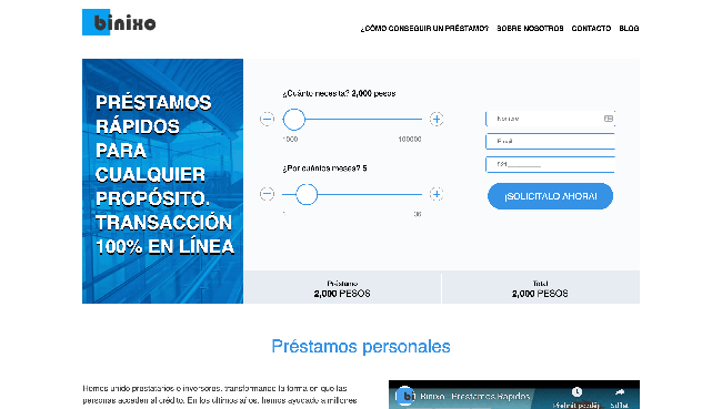Binixo - Préstamos hasta $100 000